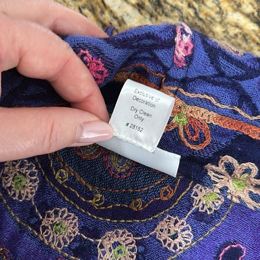 Soft Surroundings Boho Wool Colorful Paisley Floral Embroidered Vest Size S/M - Picture 4 of 6